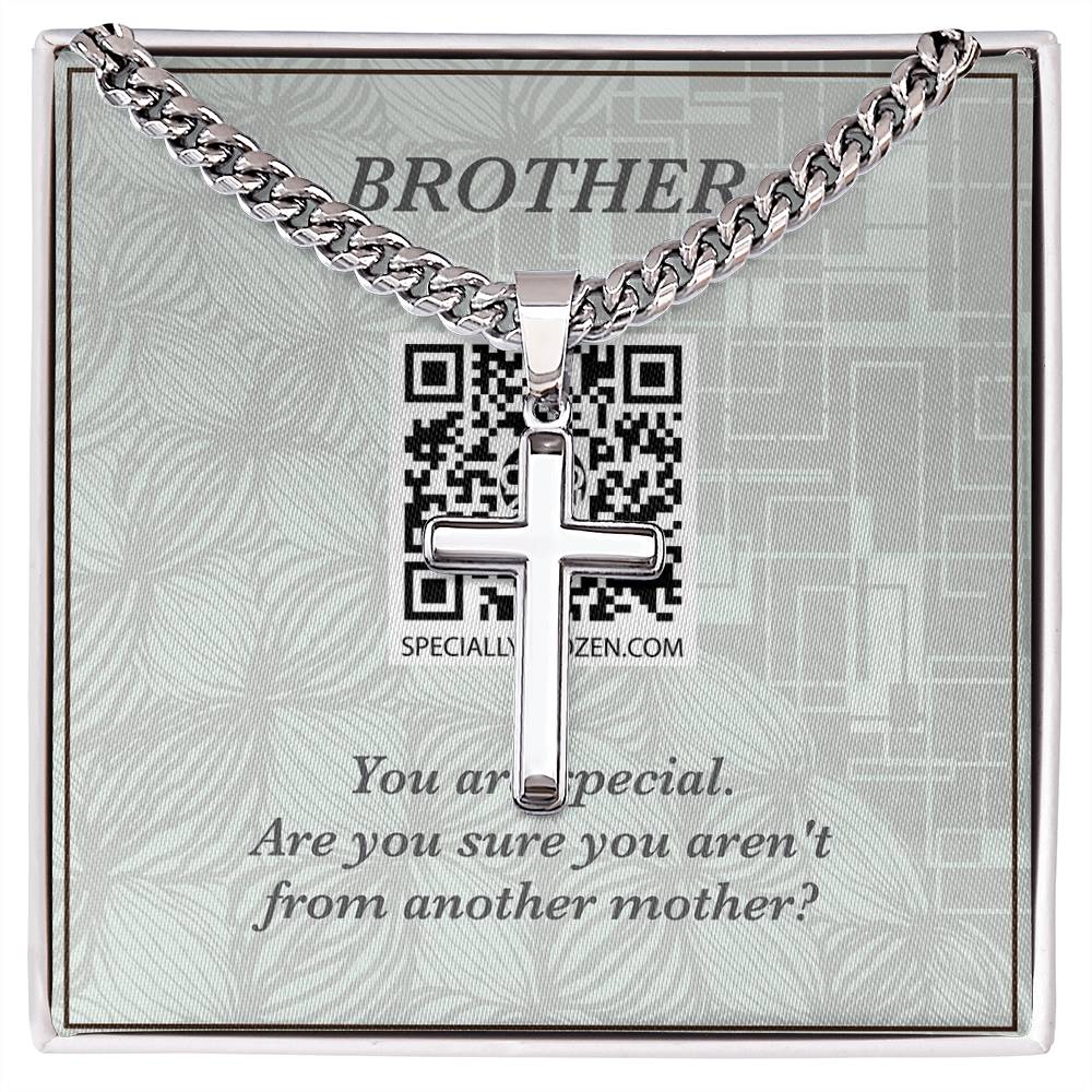 BROTHER | Personalized Steel Cross Necklace on Cuban Chain