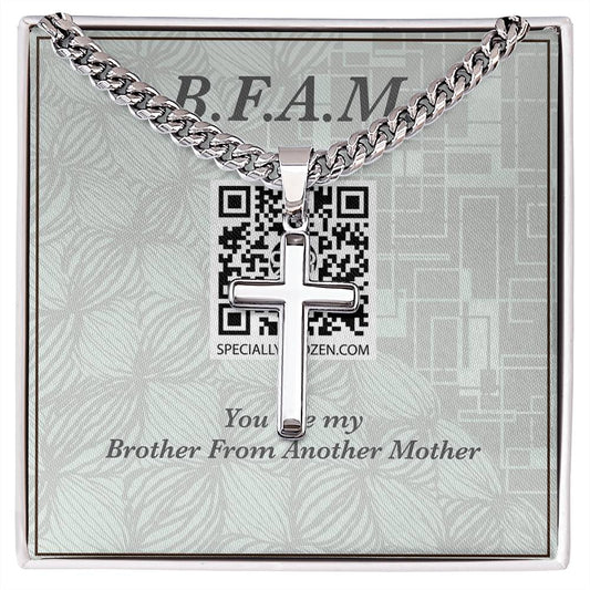 BROTHER FROM ANOTHER MOTHER | Personalized Steel Cross Necklace on Cuban Chain